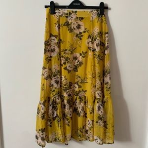 Midi Yellow Floral Skirt